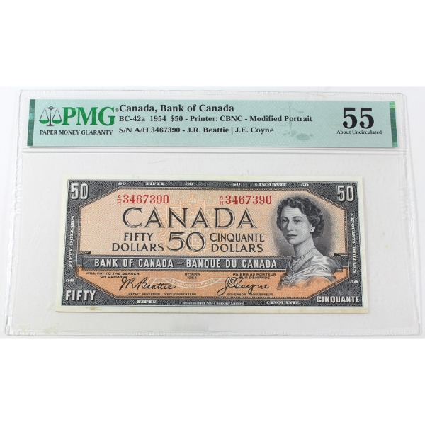 BC-42a 1954 $50 PMG AU55 Beattie-Coyne SN: A/H3467390