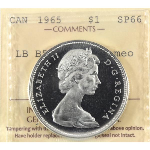 Silver $1 1965 LgBds Bt5 (Type 3) ICCS SP66 HC
