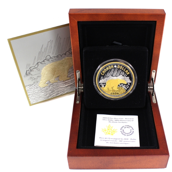 2020 $1 Renewed Silver Dollar: 140th Anniv. of the Arctic Territories 2oz .9999 Fine Silver Coin