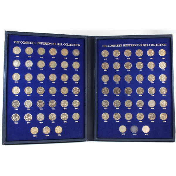USA Jefferson Nickels 1938-2013 Bulk Collection in Deluxe Album. 77pcs. 