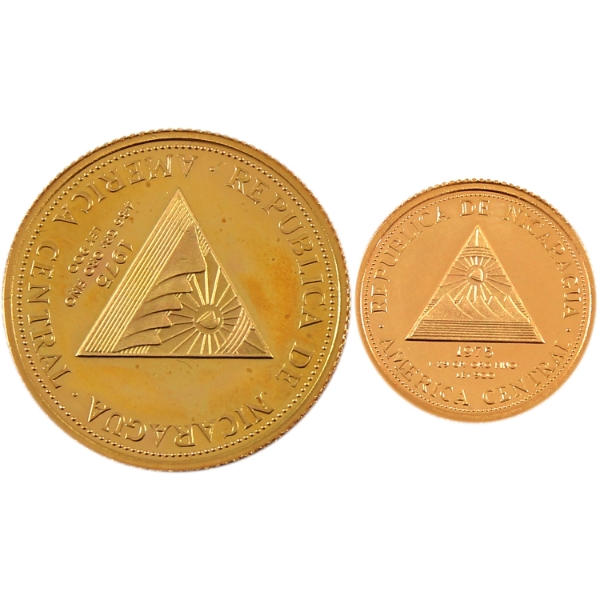 Nicaragua Gold 1975 500 & 200 Cordobas Proof Gold 2-Coin Set