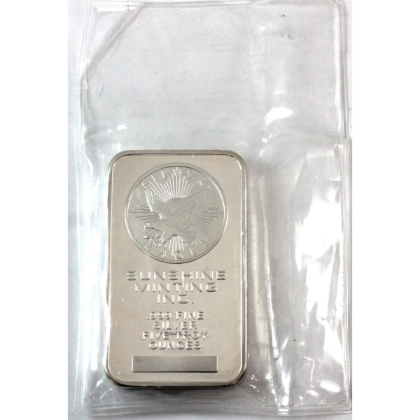 5oz Sunshine Minting .999 Fine Silver Bar (Tax Exempt)