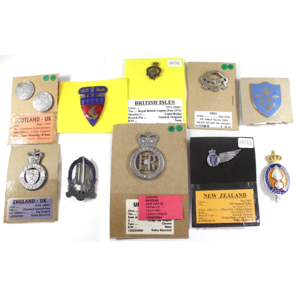 Group Lot of 10x World Uniform Badges and Pins. 10pcs.