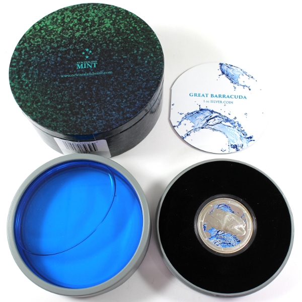 Niue Silver 2016 $2 The Great Barracuda .999 Fine Silver Coin in Deluxe Case (Tax Exempt)