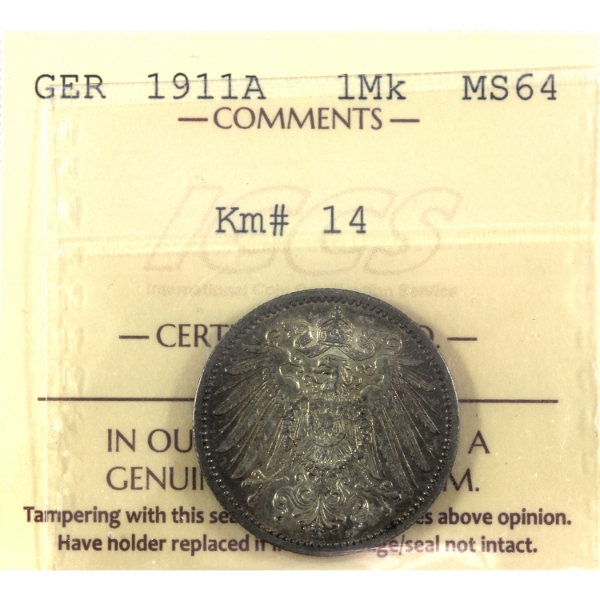Germany-Empire Silver 1911A ICCS MS64
