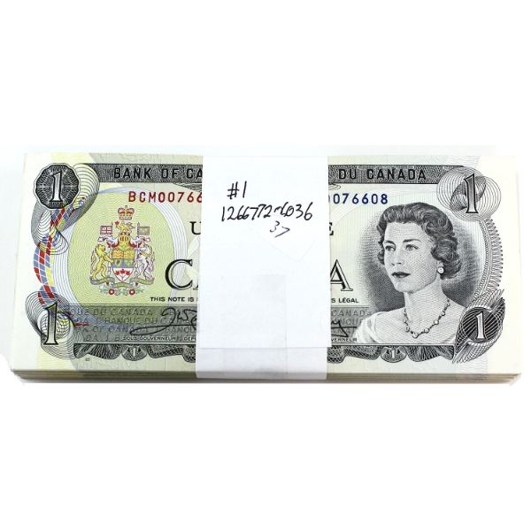 Bundle $1 1973 Banknotes AU or Better Not in Sequence, Different Prefix's. 100pcs.