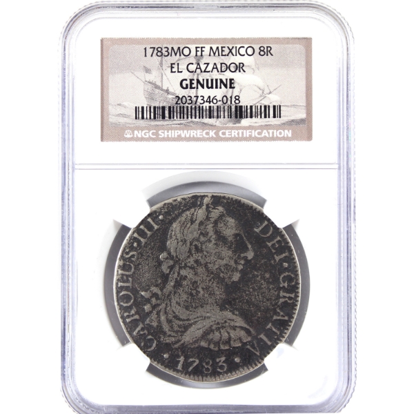 Mexico 1783MO FF El Cazador Shipwreck Silver 8 Reales NGC Genuine