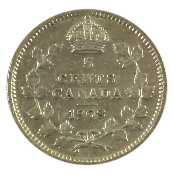 5-cent 1908 Large Date EF-AU