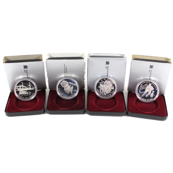 1991-1994 Proof Silver Dollars. 4pcs.