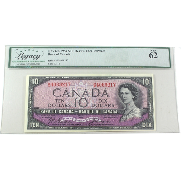 BC-32b 1954 $10 Devil's Face Legacy UNC62 Beattie-Coyne SN: H/D4069217