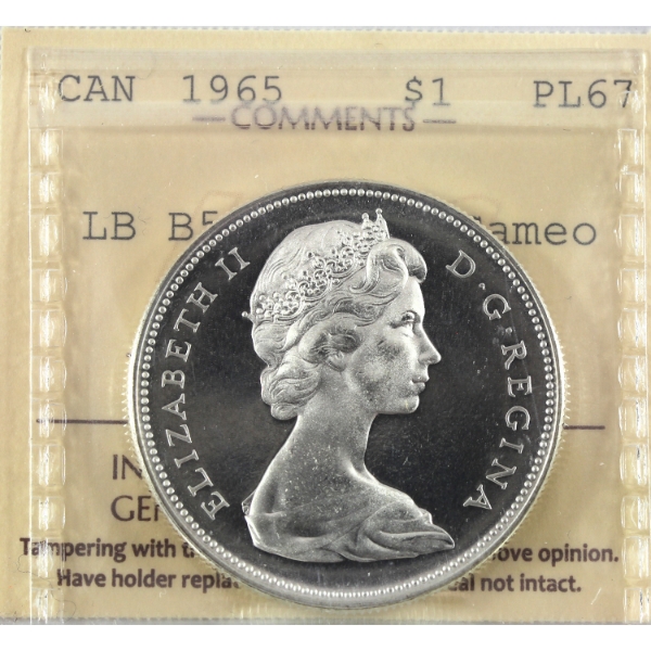Silver $1 1965 LB B5 Type 3 ICCS PL67 Heavy Cameo