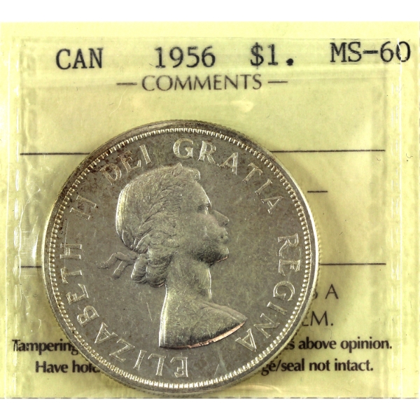 Silver $1 1956 ICCS MS60