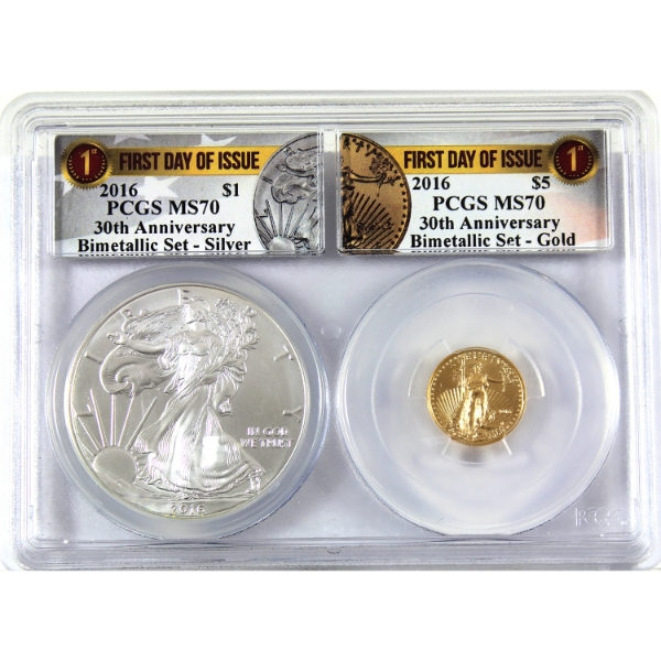 USA Silver & Gold 2016 First Day of Issue 30th Anniversary Bimetallic Set (Tax Exempt)