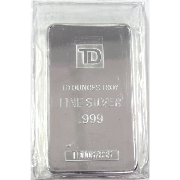 10oz TD Bank .999 Fine Silver Bar (Tax Exempt)