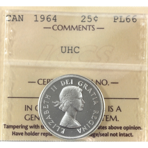 25-cent 1964 ICCS PL66 Ultra Heavy Cameo