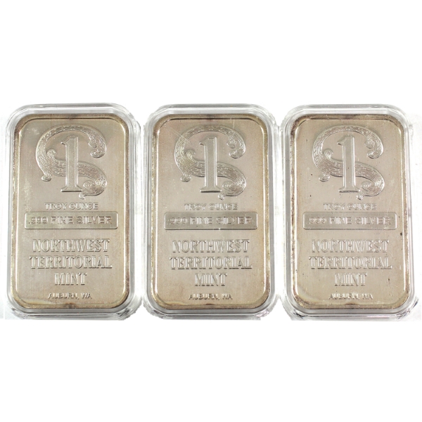 3x 1oz Northwest Territorial Mint .999 Silver Bars. 3pcs. (Tax Exempt)