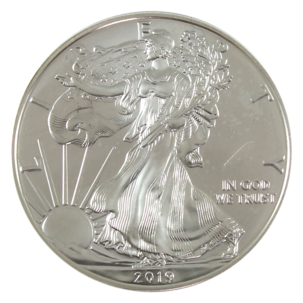 1oz USA 2019 $1 Silver Eagle .999 Fine Silver Coin in International Currency L.L.C. Holder