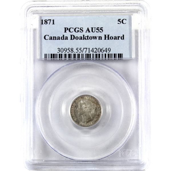 5-cent 1871 PCGS AU55 Canada Doaktown Hoard