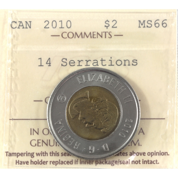 $2 2010 14 Serrations ICCS MS66