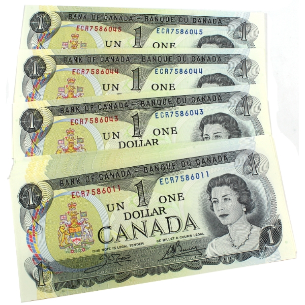 35x BC-46b 1973 $1 Consecutive Crow-Bouey SN: ECR7586011-"45. 35pcs.
