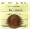 Image 1 : 1-cent 1899 Landon ICCS MS65 Red