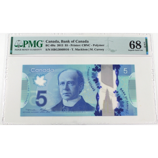 BC-69a 2013 $5 PMG Superb GEM UNC68 EPQ Macklem-Carney SN:HBG3069916