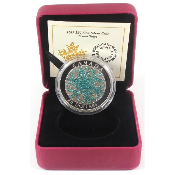 2017 $20 Snowflake Coloured 1oz .9999 Fine Silver Coin 