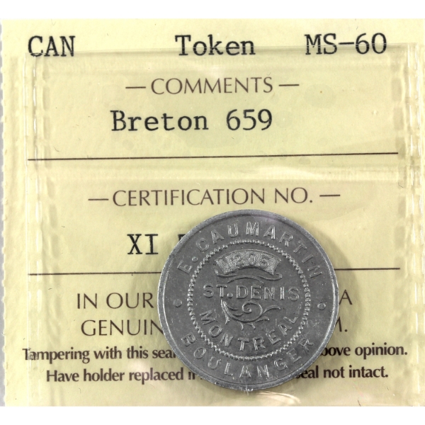 BR-659 E. Caumartin Montreal Boulanger 1 Pain Token 1.4g-Aluminum, 23mm ICCS MS60