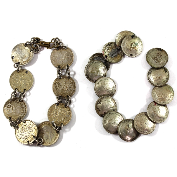 Netherlands 14-coin and Great Britain 8-coin Coin Bracelets. 2pcs