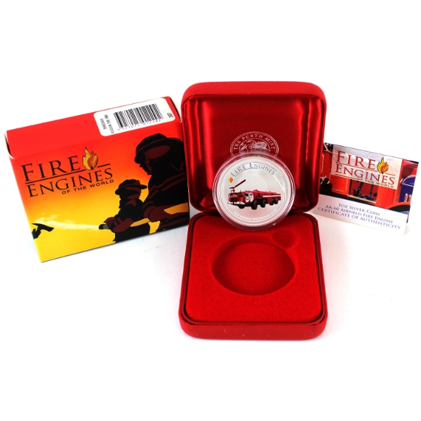 1oz Cook Islands Silver 2006 $1 Fire Engines of the World .999 Fine Silver Coin (Tax Exempt)