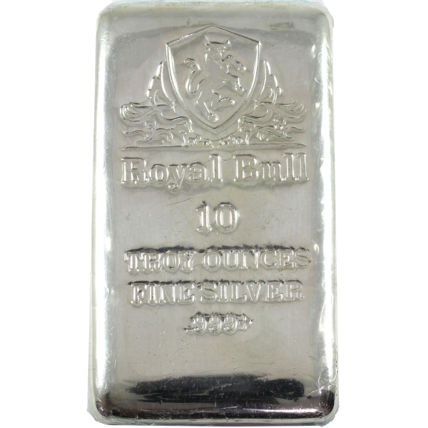 10oz Royal Bull .999+ Fine Silver Bar (Tax Exempt)