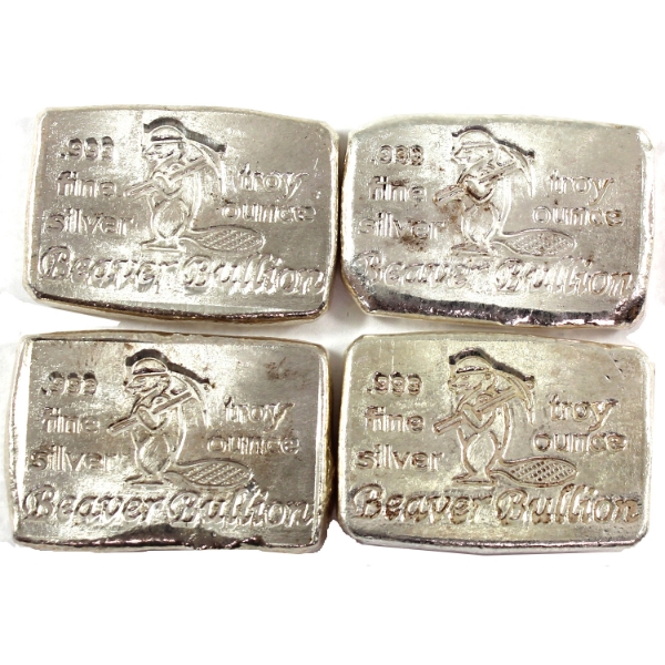 4x 1oz Beaver Bullion .999 Fine Silver Bars. 4pcs (Tax Exempt)