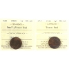 Image 1 : 1-cent 1920 Small & 1921 ICCS MS60 Trace Red. 2pcs.