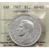 Image 1 : Silver $1 1947 Blunt 7 ICCS MS63