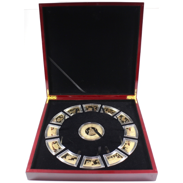 *2014 Chinese Lunar Calendar 24K Gold Plated 13-Medallion Set w/ Collector Box