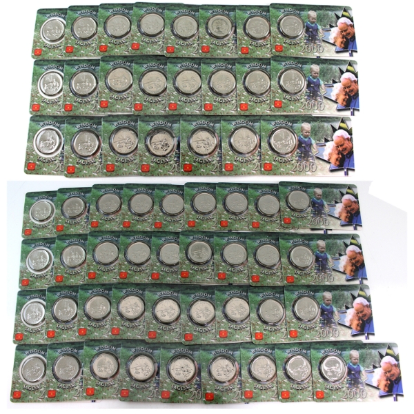 59x 2000 25-cent Millennium - Wisdom Coin in Card Issued by RCM. 59pcs. 