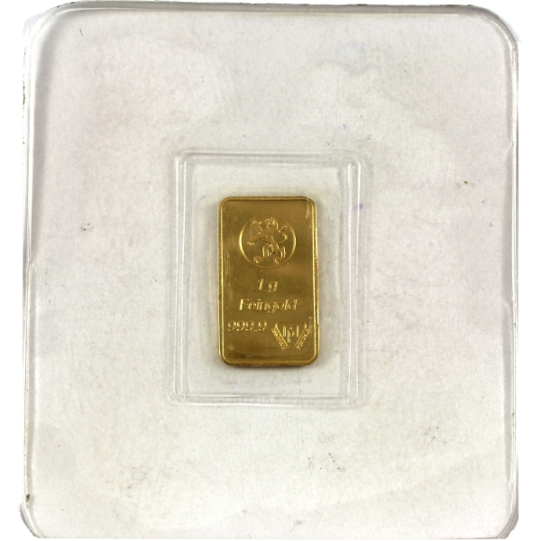 1g Unknown Refiner .9999 Fine Gold Bar (Tax Exempt)