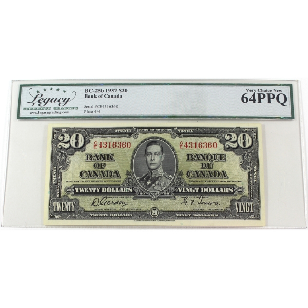 BC-25b 1937 $20 Legacy CUNC64 PPQ Gordon-Towers SN: C/E4316360