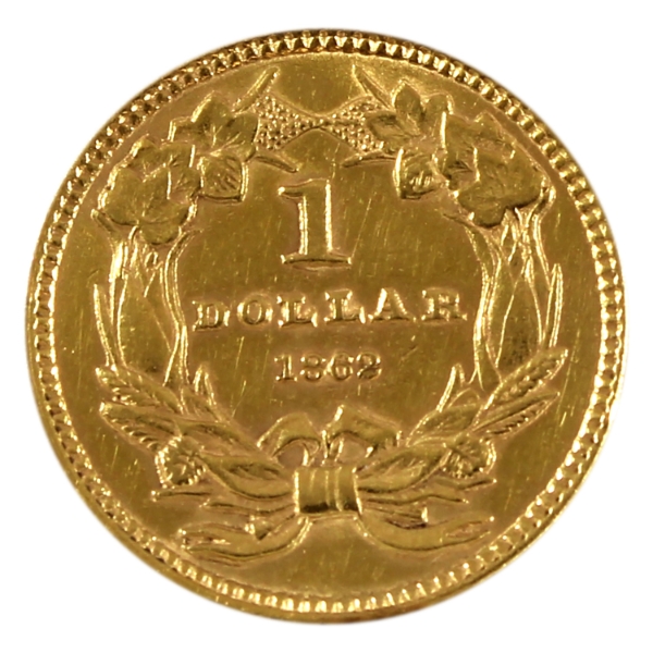USA Gold 1862 Dollar Almost UNC (Cleaned)