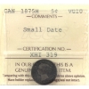 Image 1 : 5-cent 1875H Small Date ICCS VG10