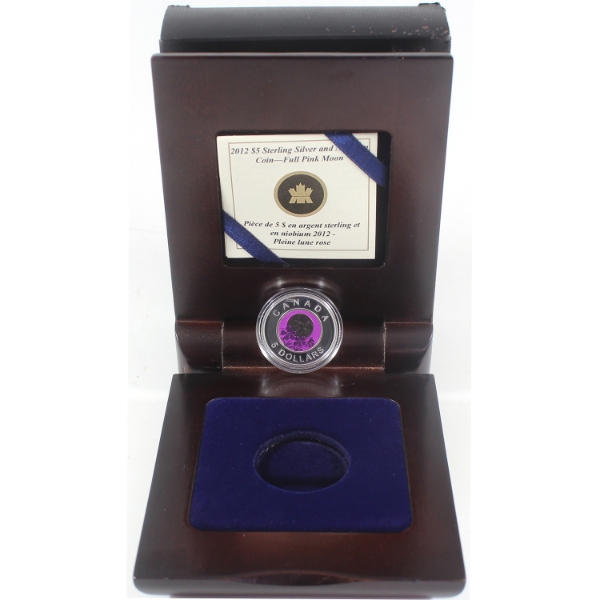 2012 $5 Full Moons of the Algonquin - April Pink Full Moon Sterling Silver & Niobium Coin