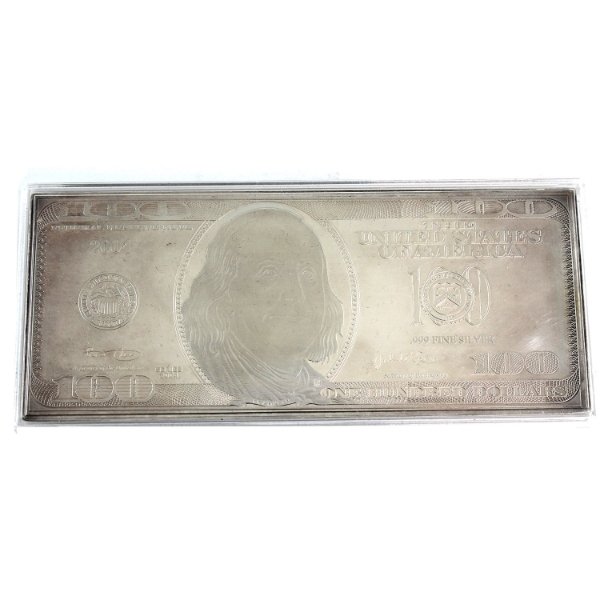 4oz USA Washington Mint 2004 Tribute to Franklin $100 Note. 999 Fine Silver Proof (Tax Exempt)