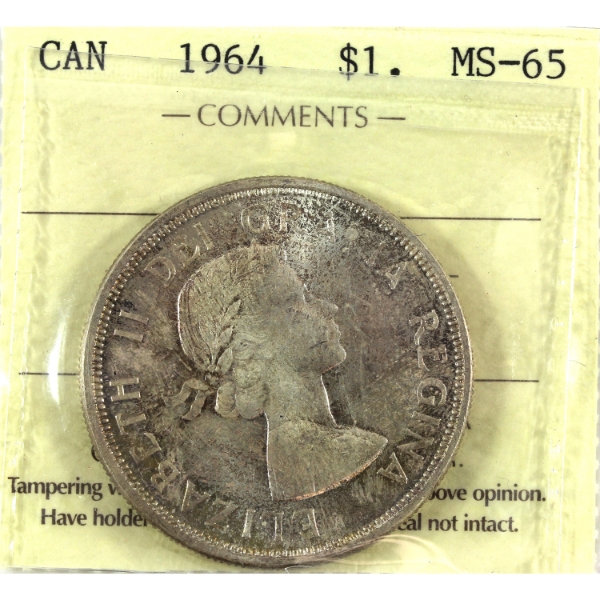 Silver $1 1964 ICCS MS65