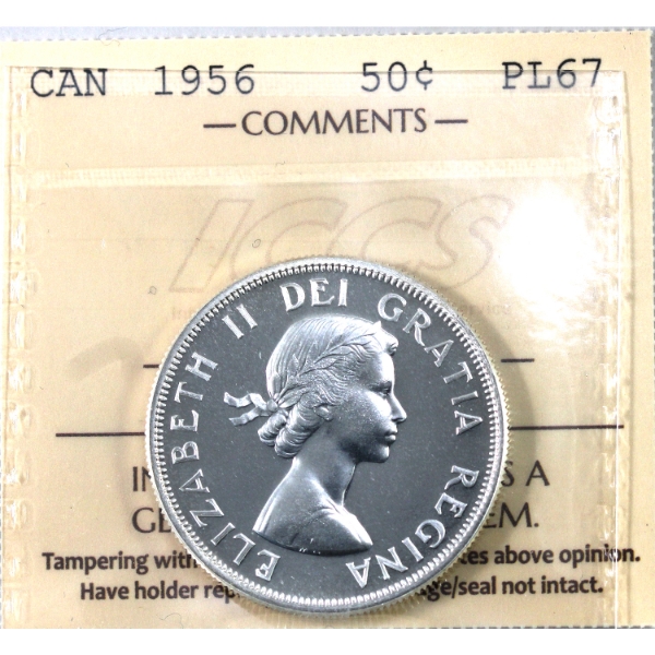 50-cent 1956 ICCS PL67. Gorgeous Blast White
