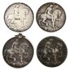 Image 1 : Group Lot of 4x WWI 1914-1918 3x Named & Unnamed Canada War Sterling Silver Medals. 4pcs.