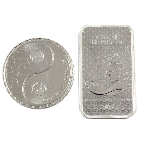 2x 1oz 2022-2024 .999 Fine Silver Bar & Round. 2pcs. (Tax Exempt)