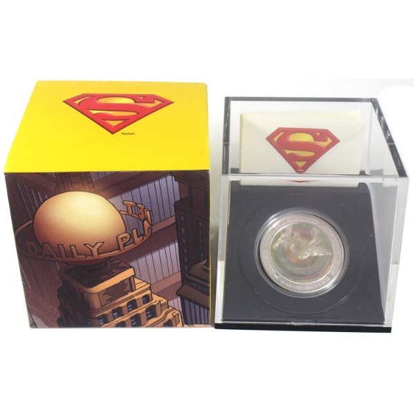 2013 $20 Superman & Metropolis Holographic 1oz .9999 Fine Silver Coin (Tax Exempt)