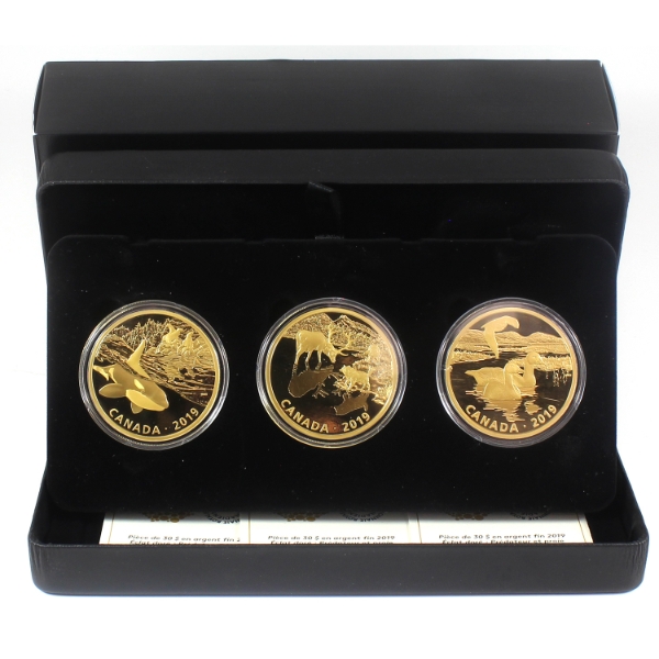 2019 $30 Golden Reflections: Predator and Prey 3-Coin 2oz .9999 Fine Silver Set (Tax Exempt)