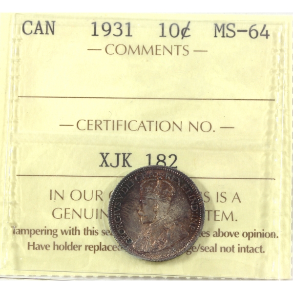 10-cent 1931 ICCS MS64