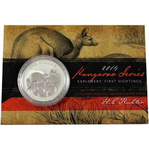 Australia Silver 2014 $1 Kangaroo 1oz .999 Fine Silver (Tax Exempt)